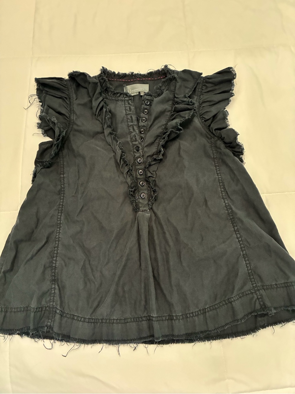 Anthropologie Ruffle Button-Front Top